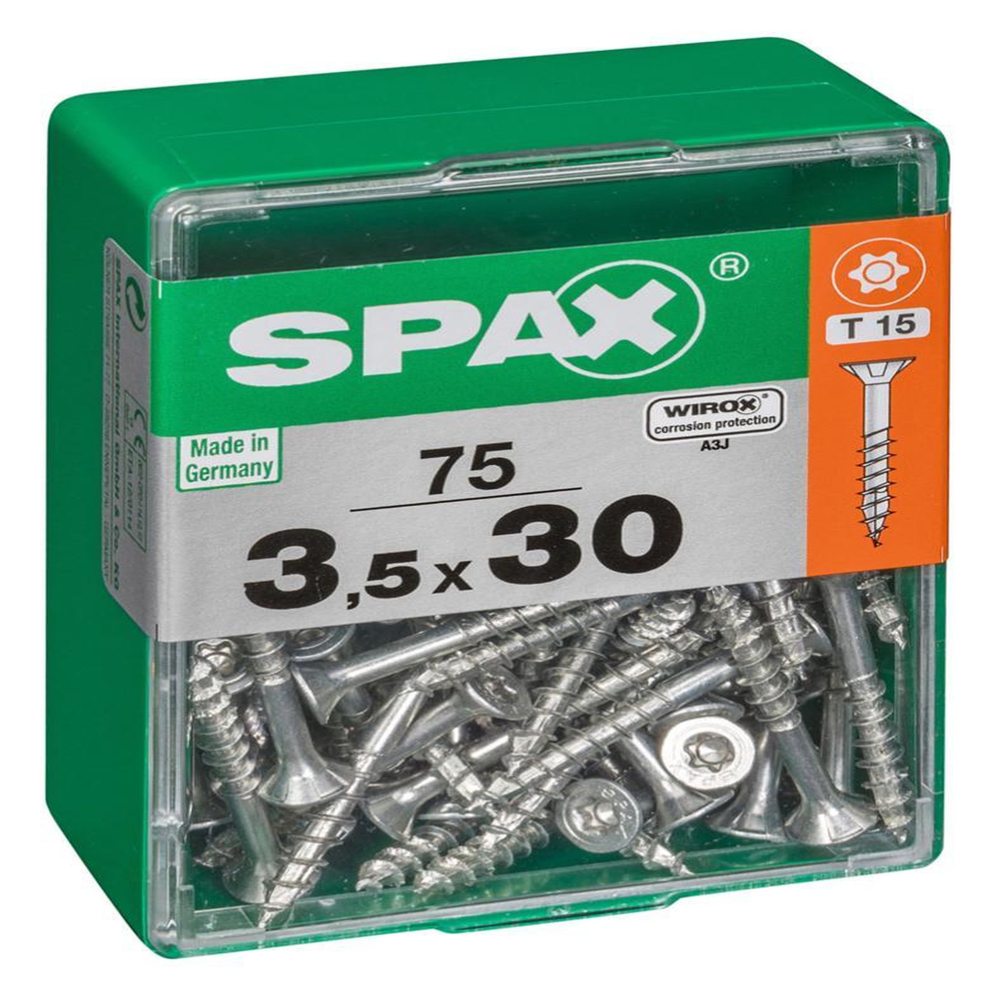 CENTRALE BRICO Lot de 75 vis acier tête autofraisée plate SPAX, Diam.3.5 mm x L.30 mm