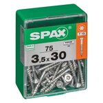 CENTRALE BRICO Lot de 75 vis acier tête autofraisée plate SPAX, Diam.3.5 mm x L.30 mm