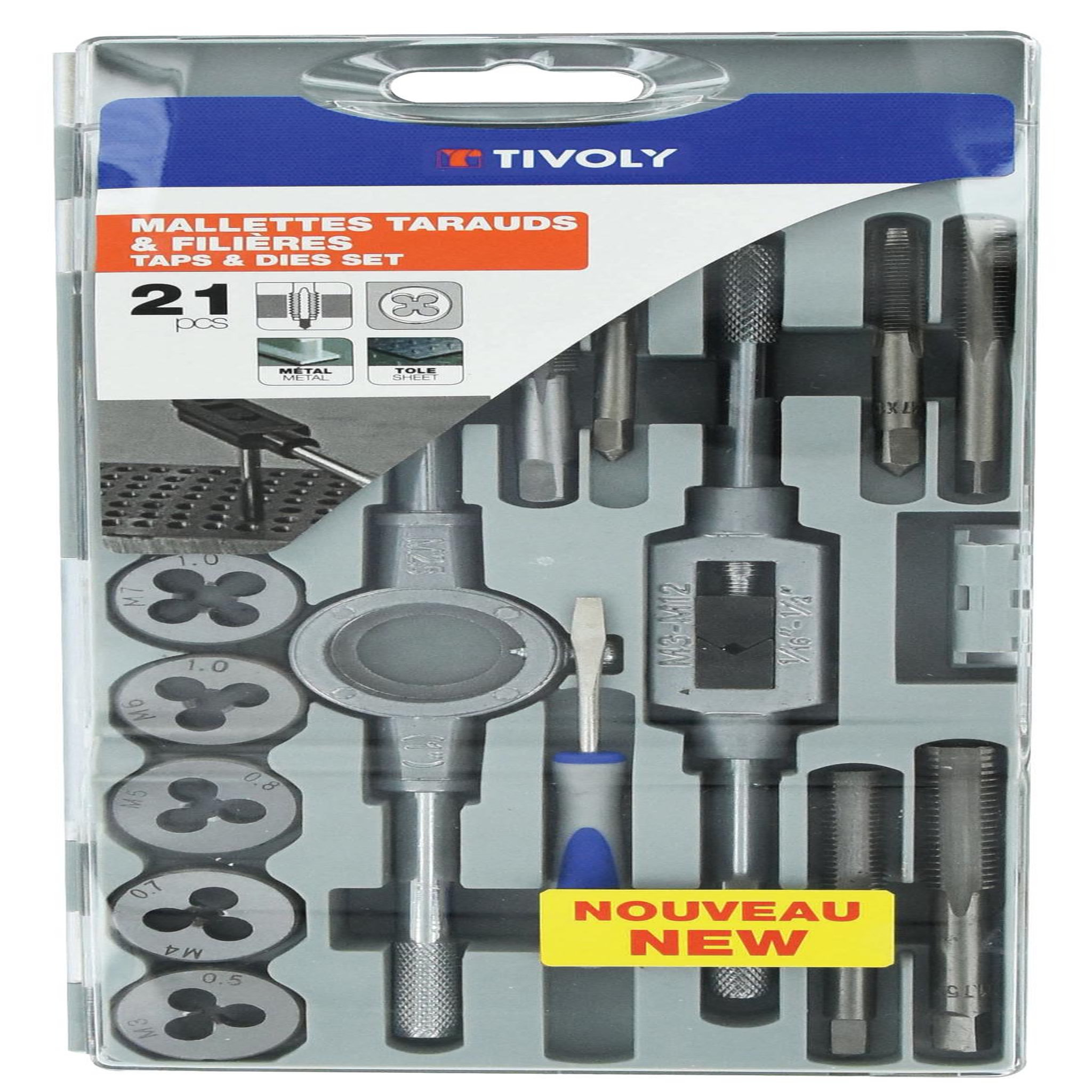 TIVOLY Coffret 21 tarauds et filières mtf21 métal TIVOLY