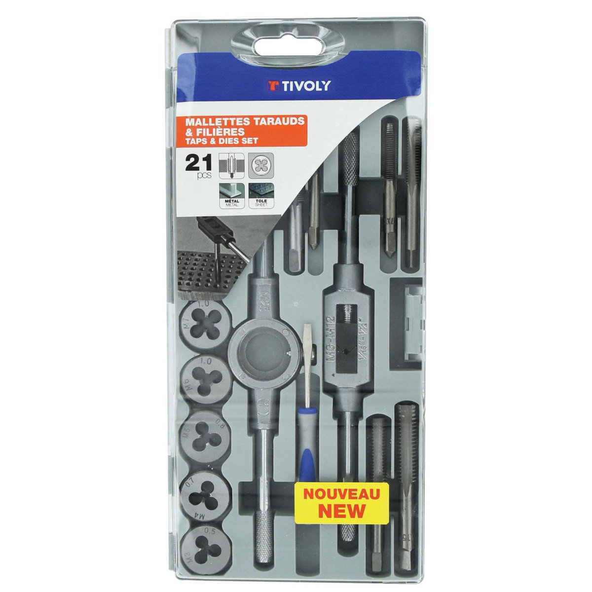 TIVOLY Coffret 21 tarauds et filières mtf21 métal TIVOLY