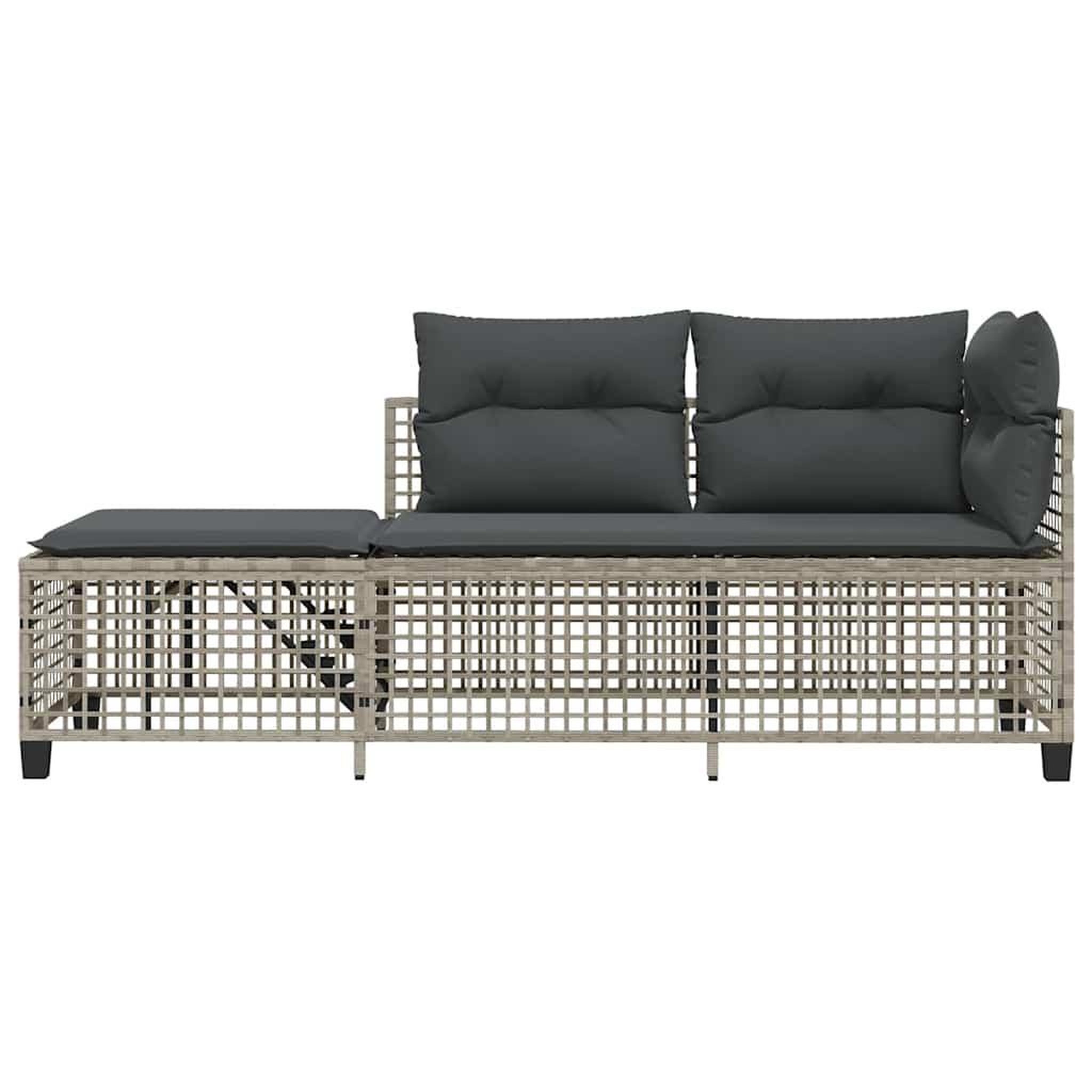 Voir la diapositive 5 : VIDAXL Salon de jardin d'angle avec coussins 3 pcs gris clair rotin