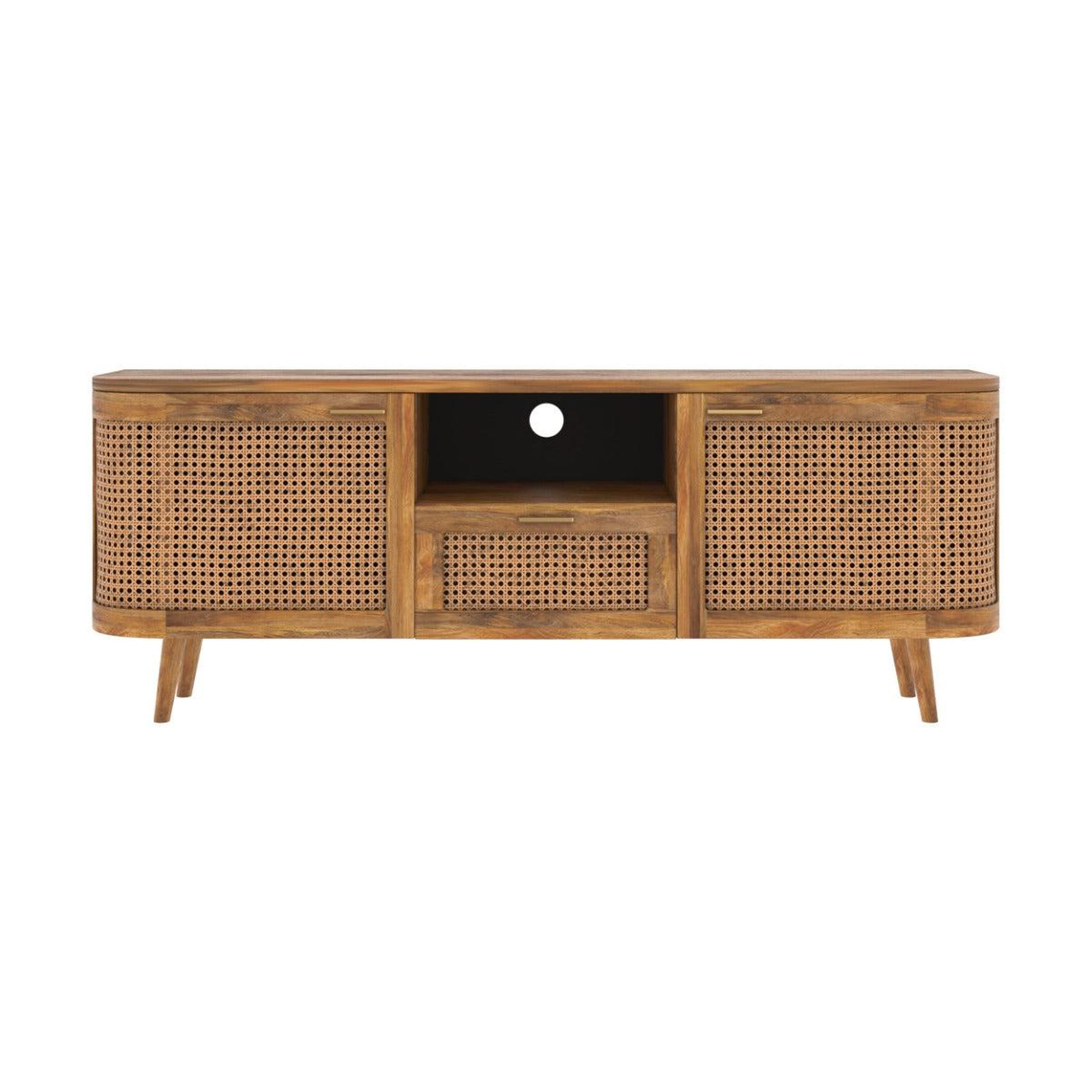 MAISON PAVANE Meuble tv en bois de manguier et cannage 145 cm-wava