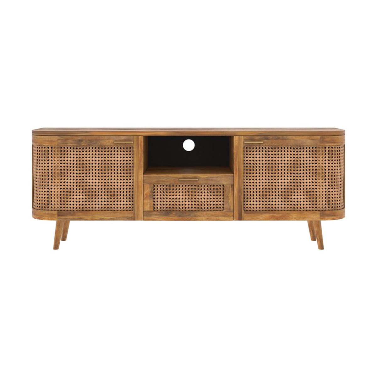 Rendez vous déco Meuble TV en bois de manguier et cannage 145 cm-Wava