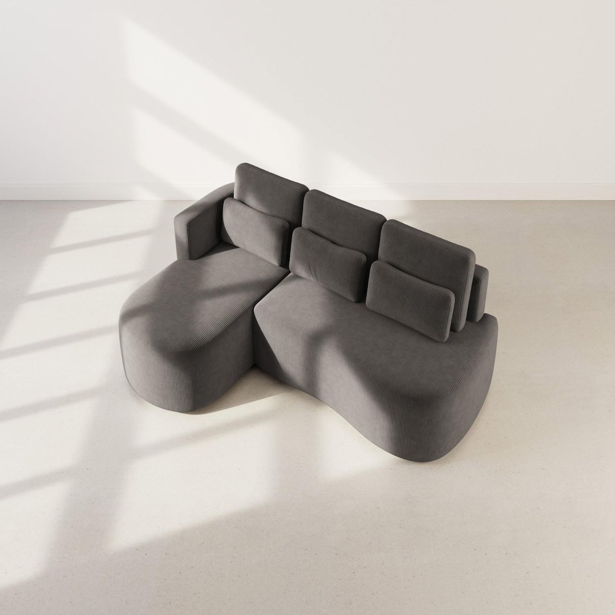 LISA DESIGN Mahina - canapé d'angle gauche 4 places convertible avec coffre en velours côtelé