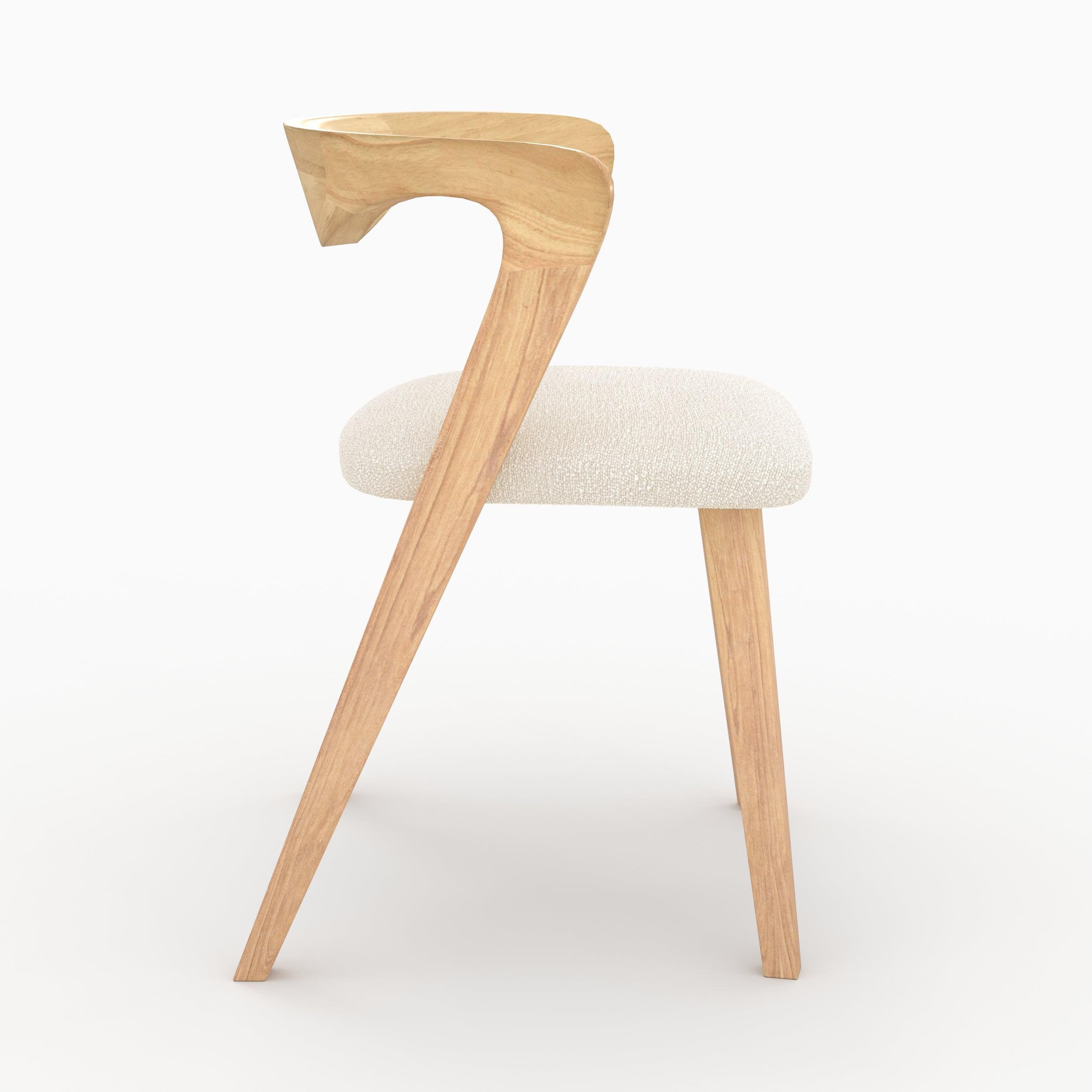 Voir la diapositive 6 : MAISON PAVANE Chaise en bois d'hévéa clair et tissu bouclé crème-vega