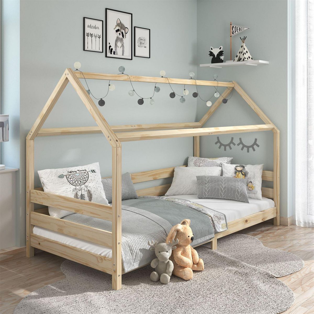 IDIMEX Lit cabane FINA 90 x 190 cm, en pin massif