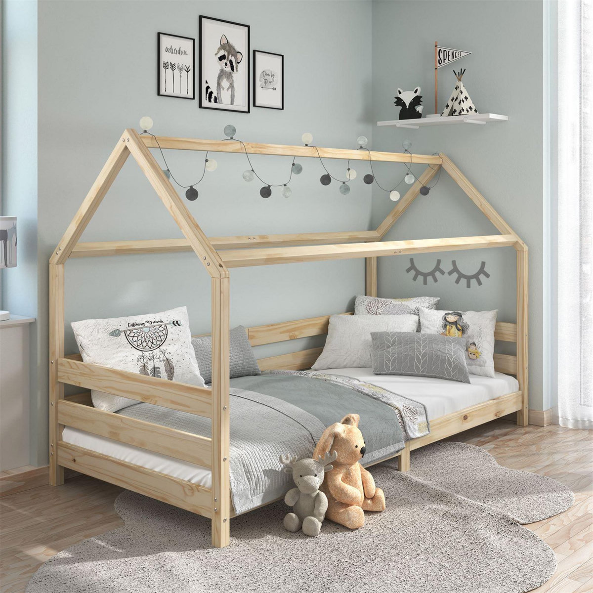 IDIMEX Lit cabane FINA 90 x 190 cm, en pin massif