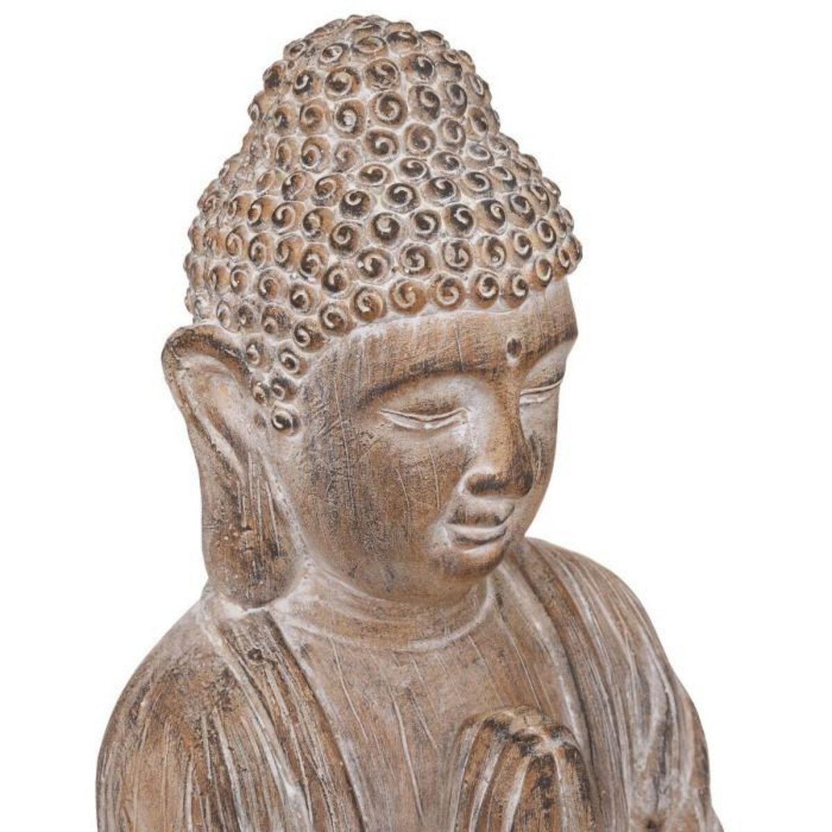 ATMOSPHERA Statuette Déco Bouddha  Effet Bois  45cm Lin