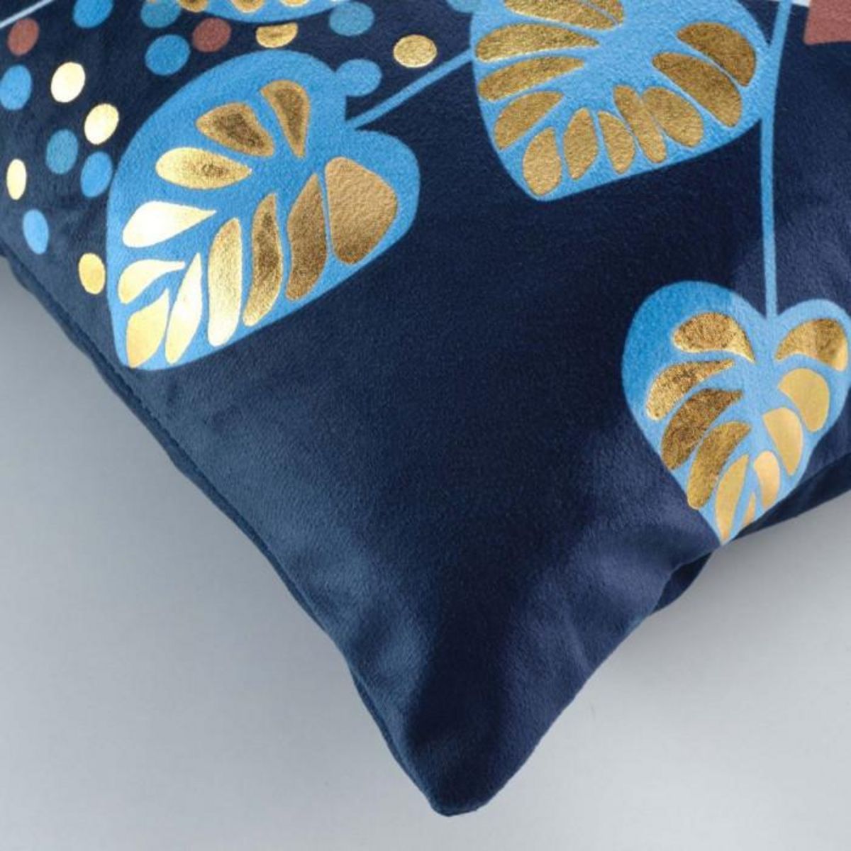 Paris Prix Housse de Coussin Velours  Inoa  40x40cm Bleu & Or