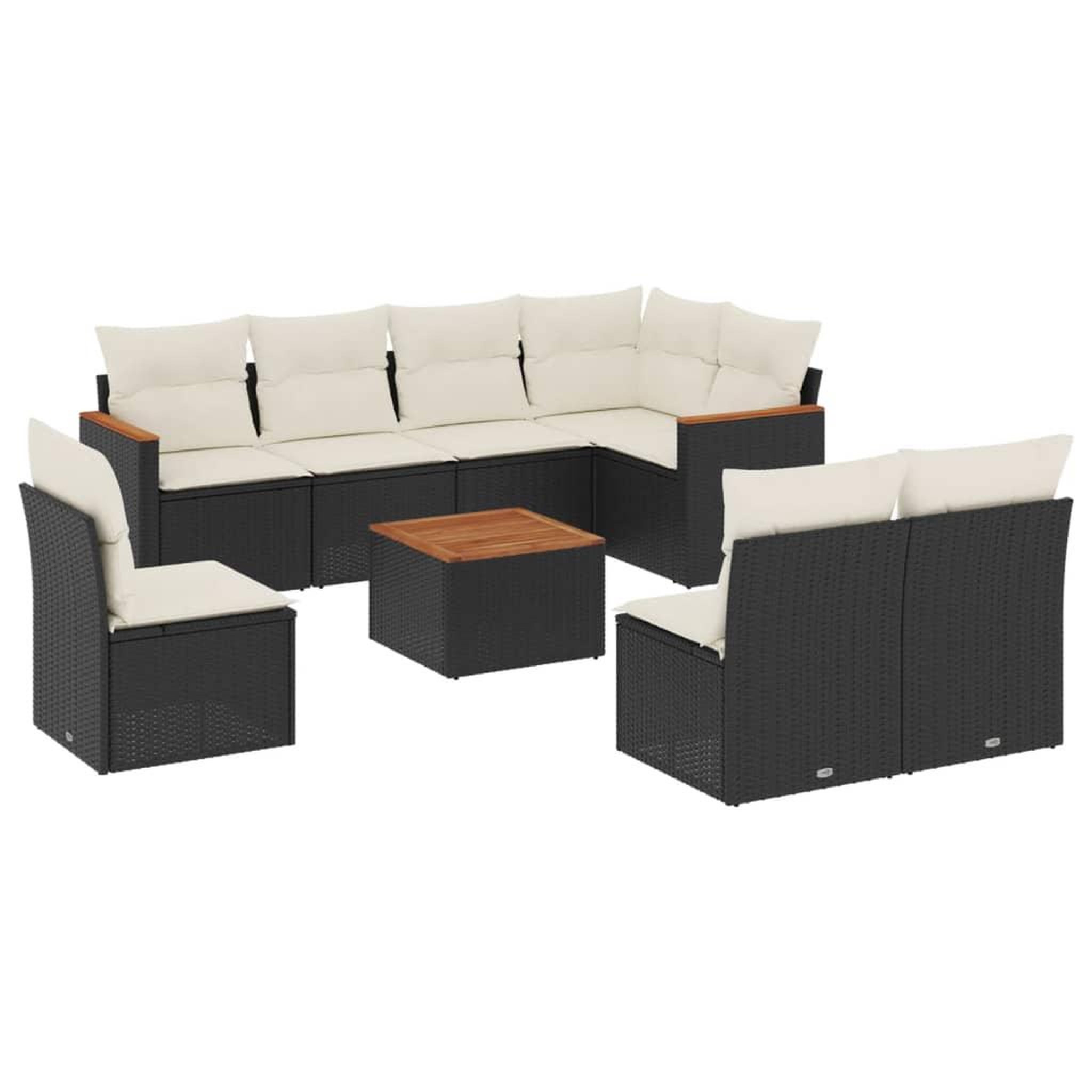 Voir la diapositive 2 : VIDAXL Salon de jardin 9 pcs avec coussins noir resine tressee