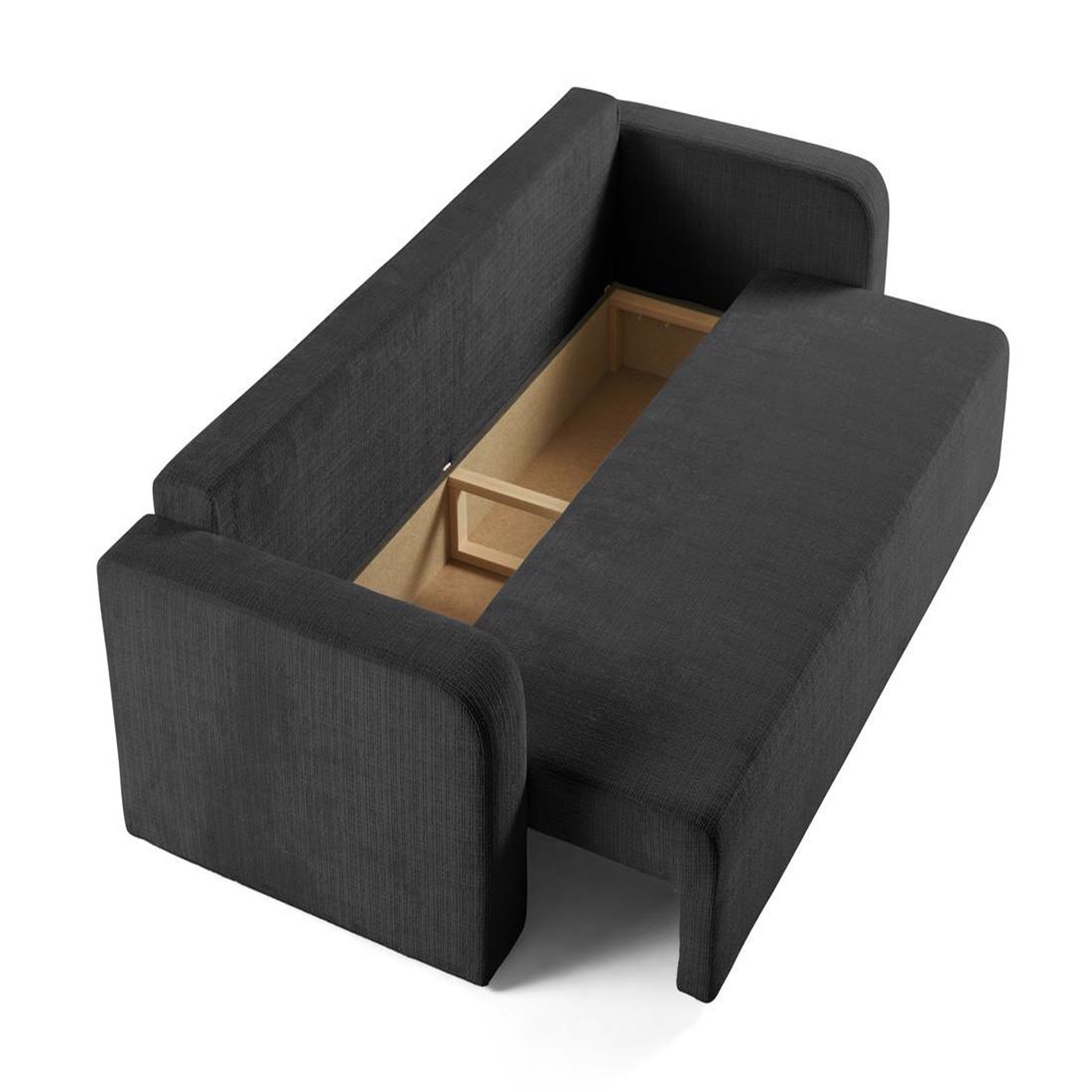 Voir la diapositive 3 : BEST MOBILIER Miro - canapé droit 3 places - convertible avec coffre - en velours texturé