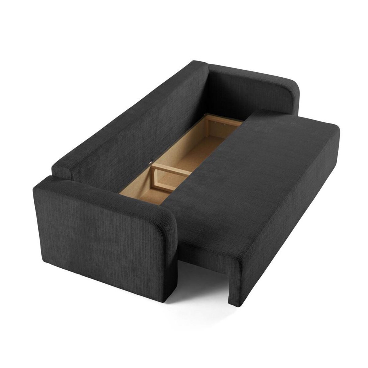 BEST MOBILIER Miro - canapé droit 3 places - convertible avec coffre - en velours texturé