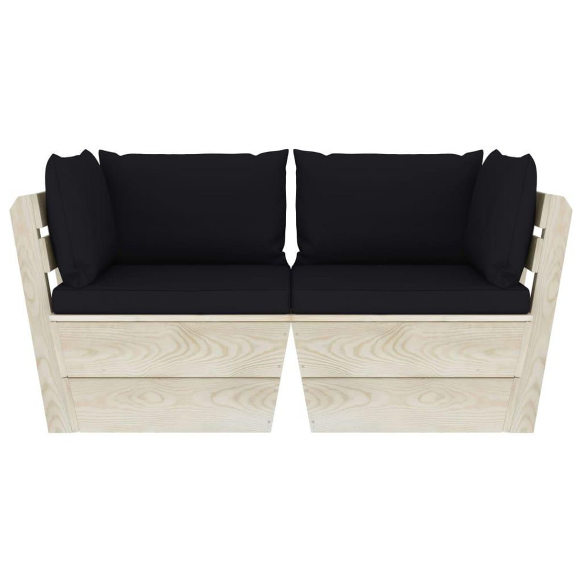 VIDAXL Canape palette a 2 places de jardin avec coussins Bois d'epicea