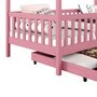 IDIMEX Lit cabane ELEA lit enfant simple montessori 90 x 200 cm, avec 2 tiroirs de rangement, en pin massif lasuré rose