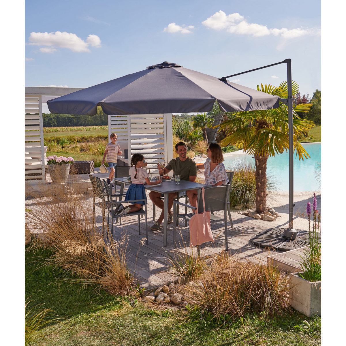 GARDENSTAR Parasol déporté - Aluminium et polyester - D3m - Gris Anthracite