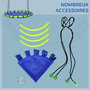 Voir la diapositive 4 : OUTSUNNY Balançoire nid d'oiseau ronde balançoire panier Ø 100 x 120-180H cm accessoires inclus bleu vert
