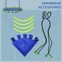 Voir la diapositive 4 : OUTSUNNY Balançoire nid d'oiseau ronde balançoire panier Ø 100 x 120-180H cm accessoires inclus bleu vert