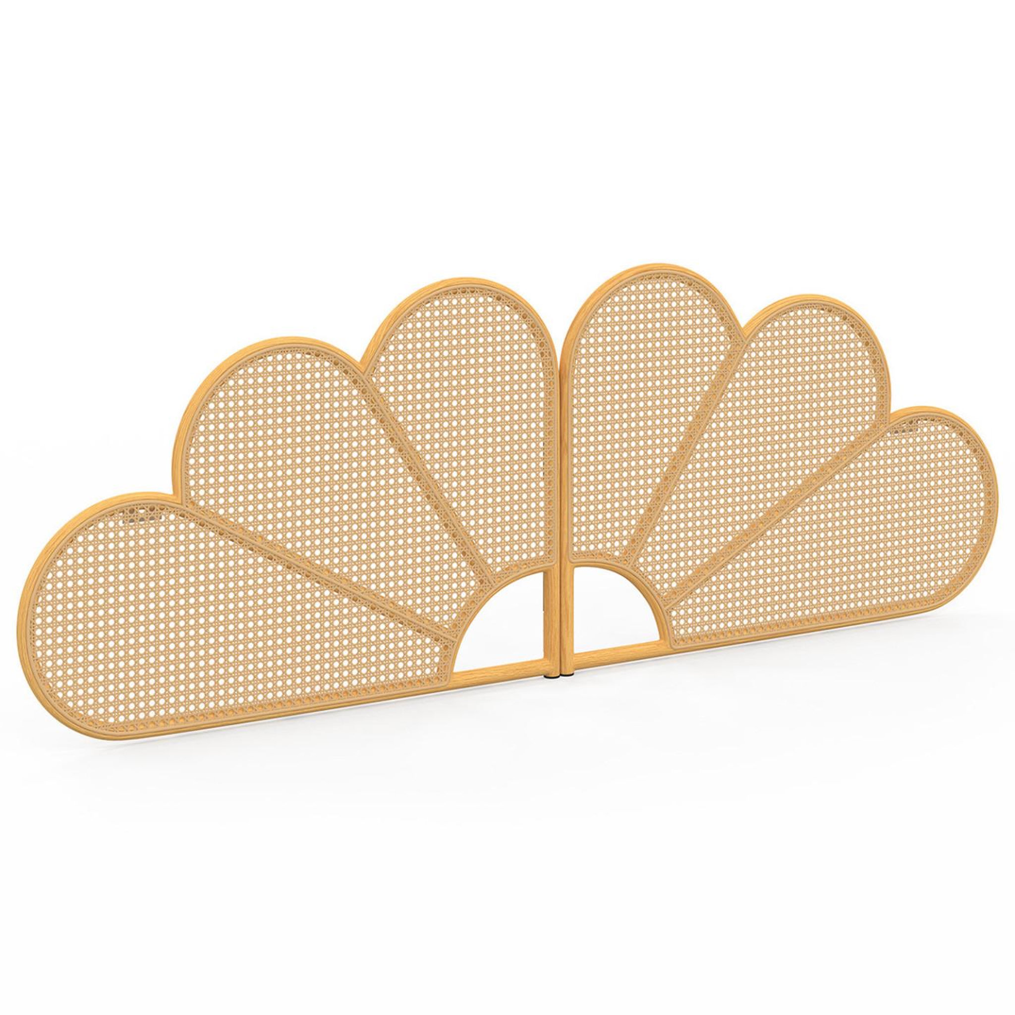ID MARKET Tête de lit suspendue ivy 160 cm effet rotin et cannage en forme de fleur
