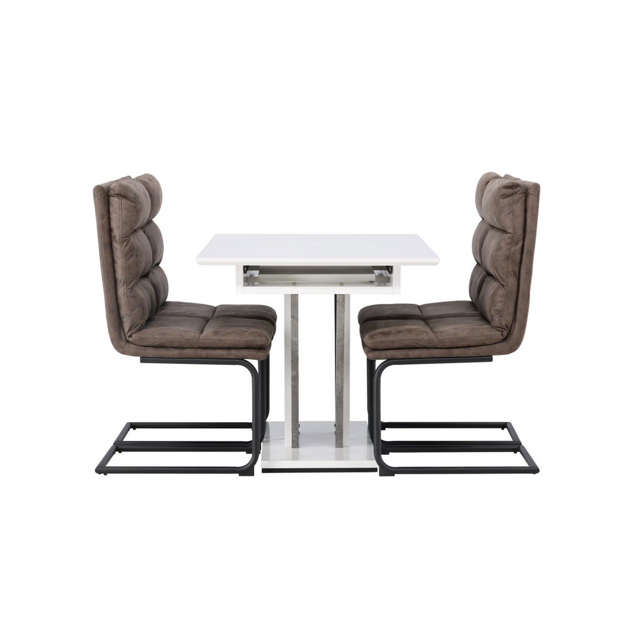 Voir la diapositive 2 : Paris Prix Ensemble table à manger extensible & 4 chaises  disa & zizo  160cm blanc & marron