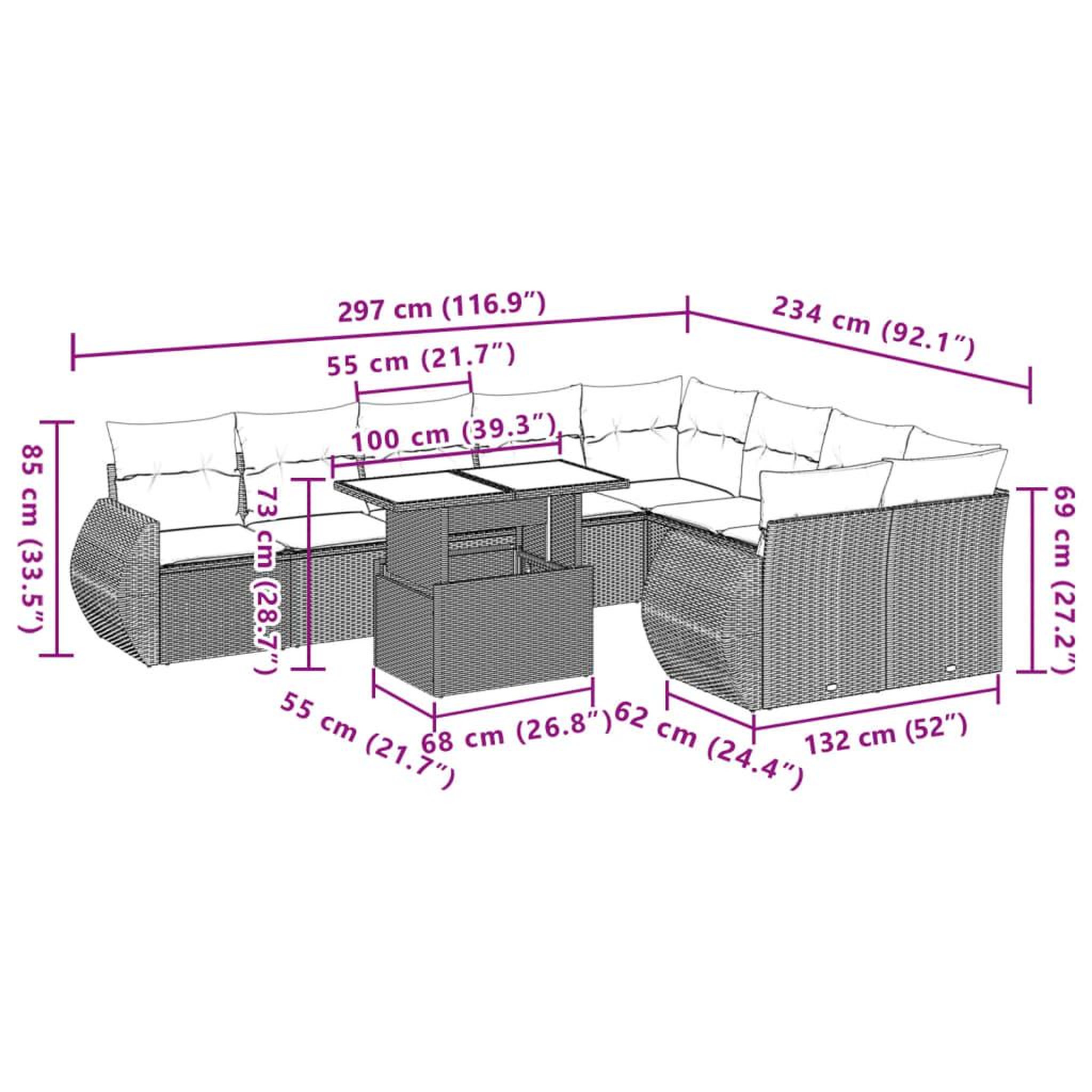 Voir la diapositive 6 : VIDAXL Salon de jardin 10 pcs avec coussins noir resine tressee