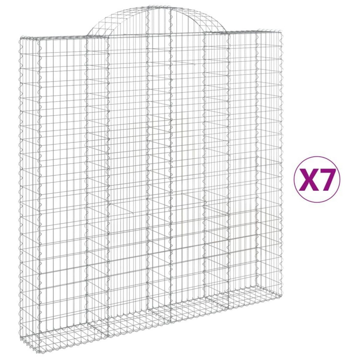VIDAXL Paniers a gabions arques 7 pcs 200x30x200/220 cm fer galvanise