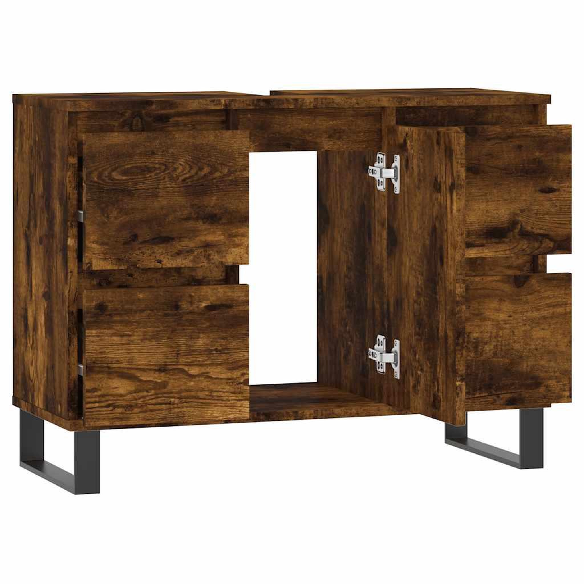 Voir la diapositive 4 : VIDAXL Armoire salle de bain chene fume 80x33x60cm bois d'ingenierie