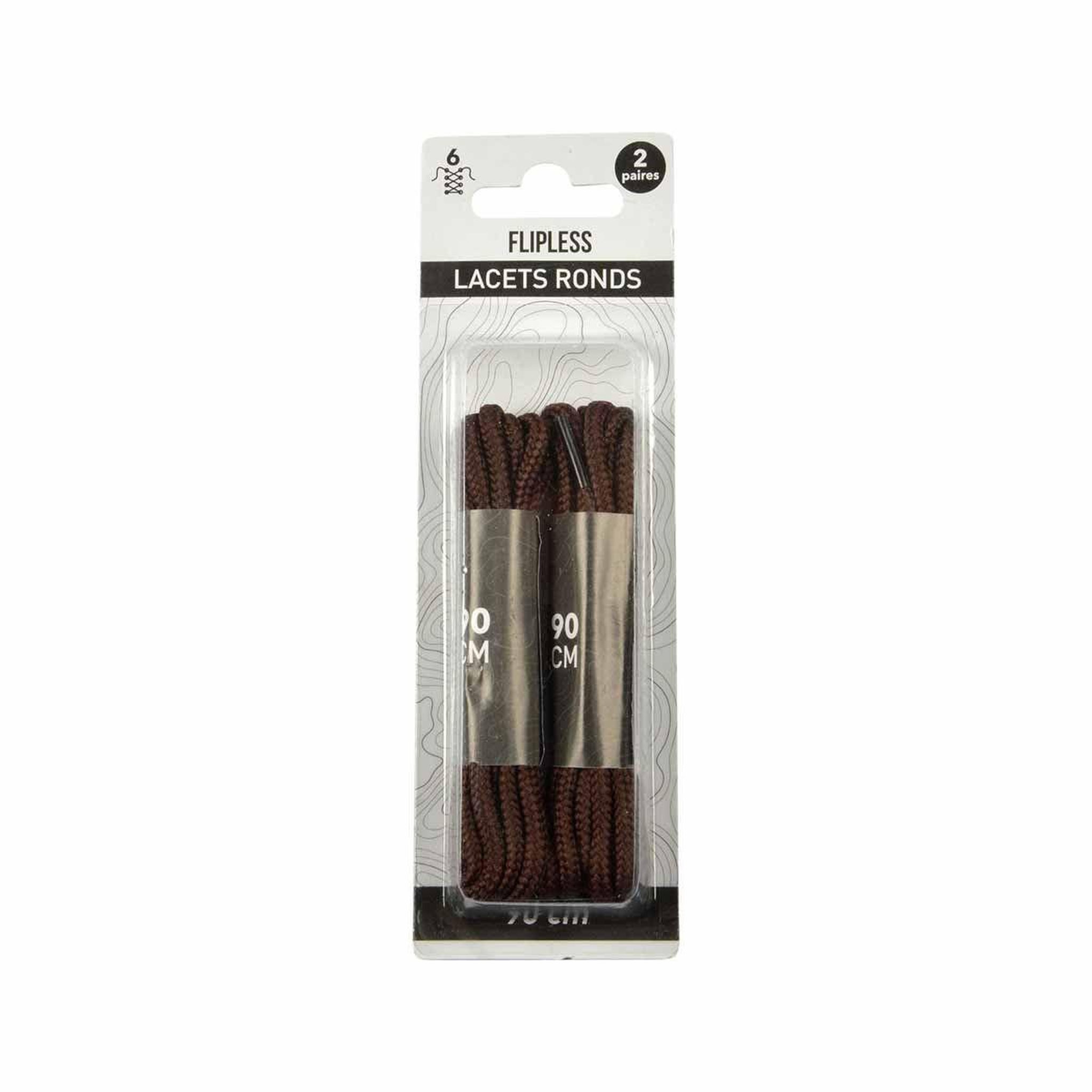 Voir la diapositive 2 : FLIPLESS Lot de 2 paires de lacets  ronds  90cm marron