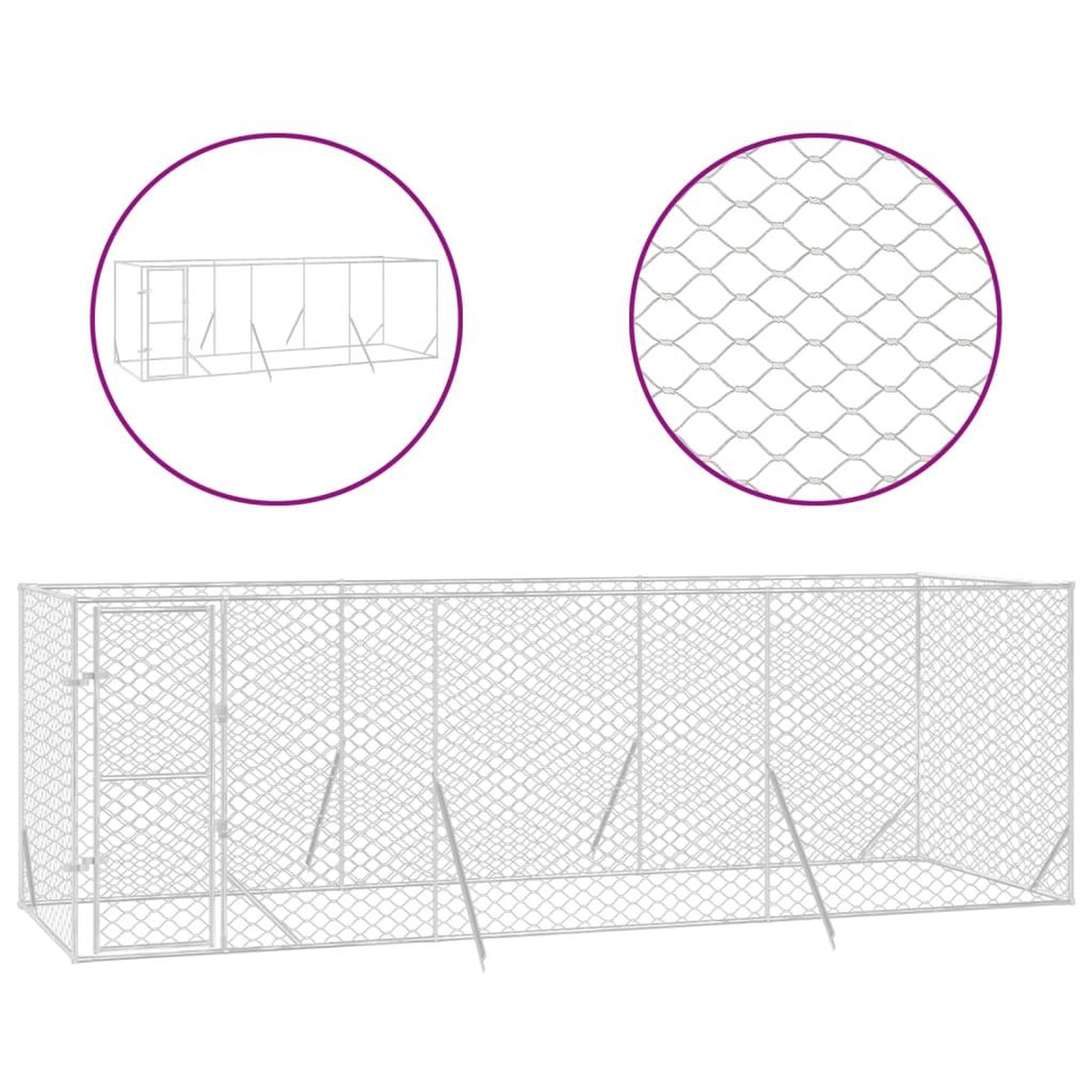 Voir la diapositive 2 : VIDAXL Chenil d'exterieur pour chiens argente 6x2x2 m acier galvanise