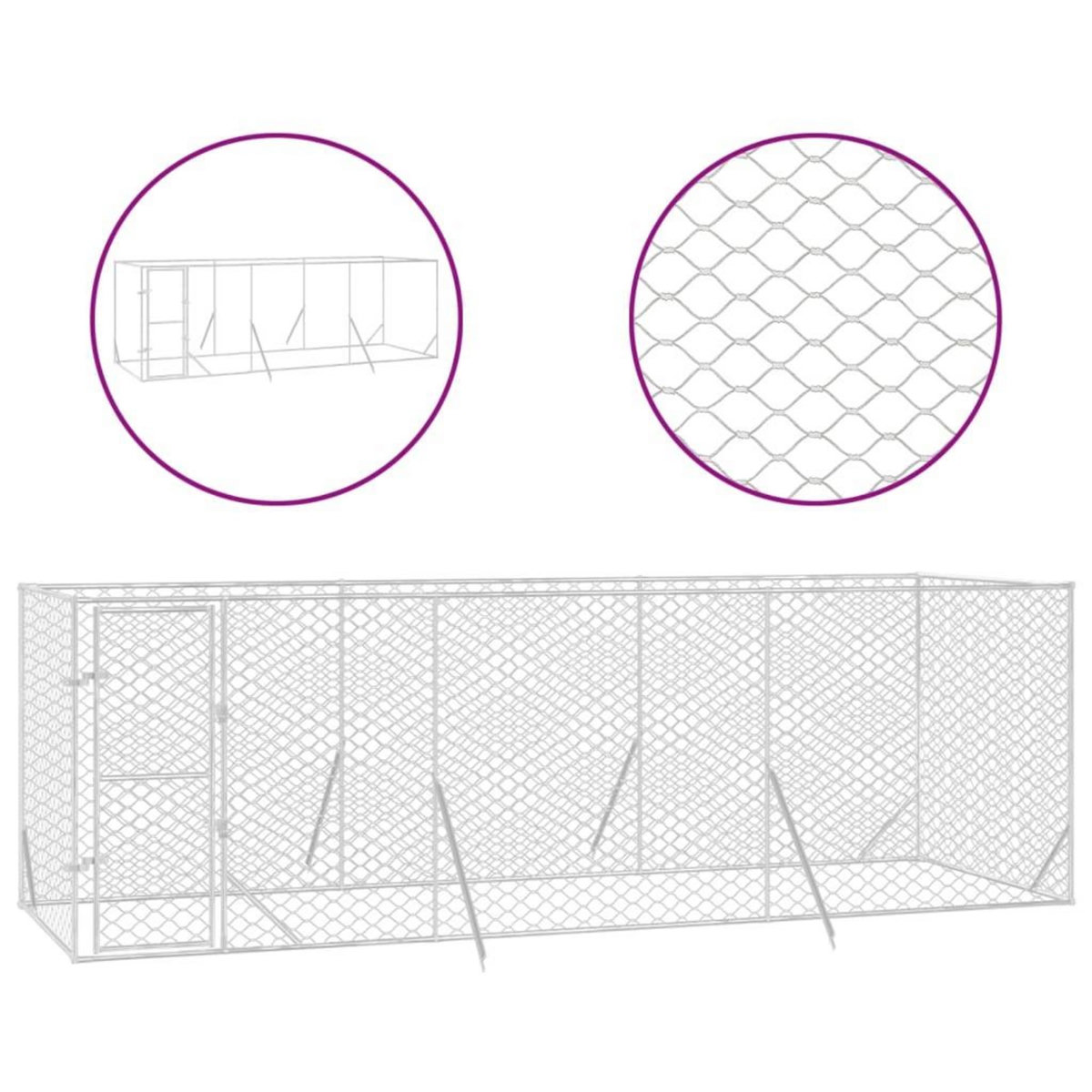 VIDAXL Chenil d'exterieur pour chiens argente 6x2x2 m acier galvanise