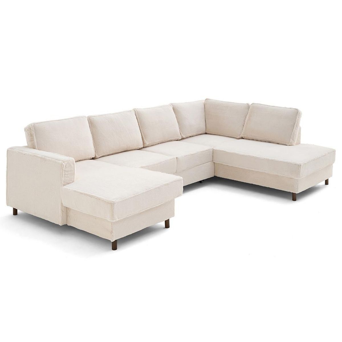 LISA DESIGN Jake - canapé panoramique d'angle droit 7 places convertible avec coffre en fausse fourrure