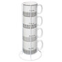 Voir la diapositive 1 : SECRET DE GOURMET Lot de 4 Mugs & Rack Design  Life  24cl Blanc