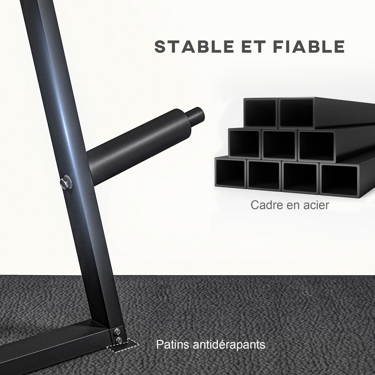 HOMCOM Support de poids pour plaques barre d'haltère - rack de rangement poids max. 300 Kg - acier noir
