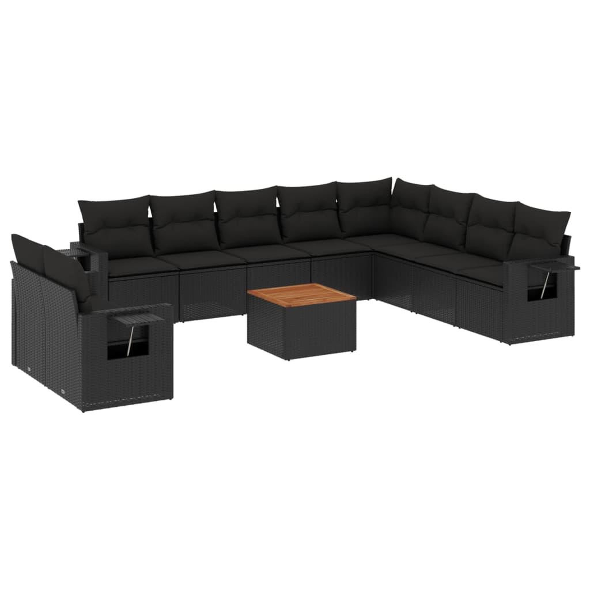 Voir la diapositive 2 : VIDAXL Salon de jardin 11 pcs avec coussins noir resine tressee