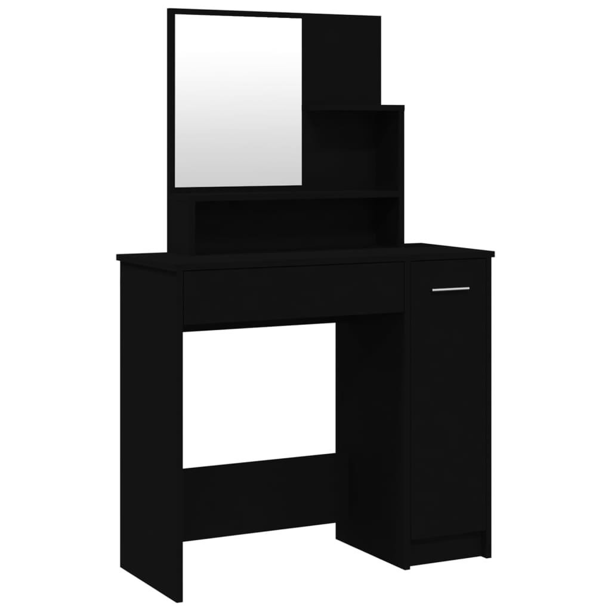 Voir la diapositive 2 : VIDAXL Coiffeuse avec miroir noir 86,5x35x136 cm