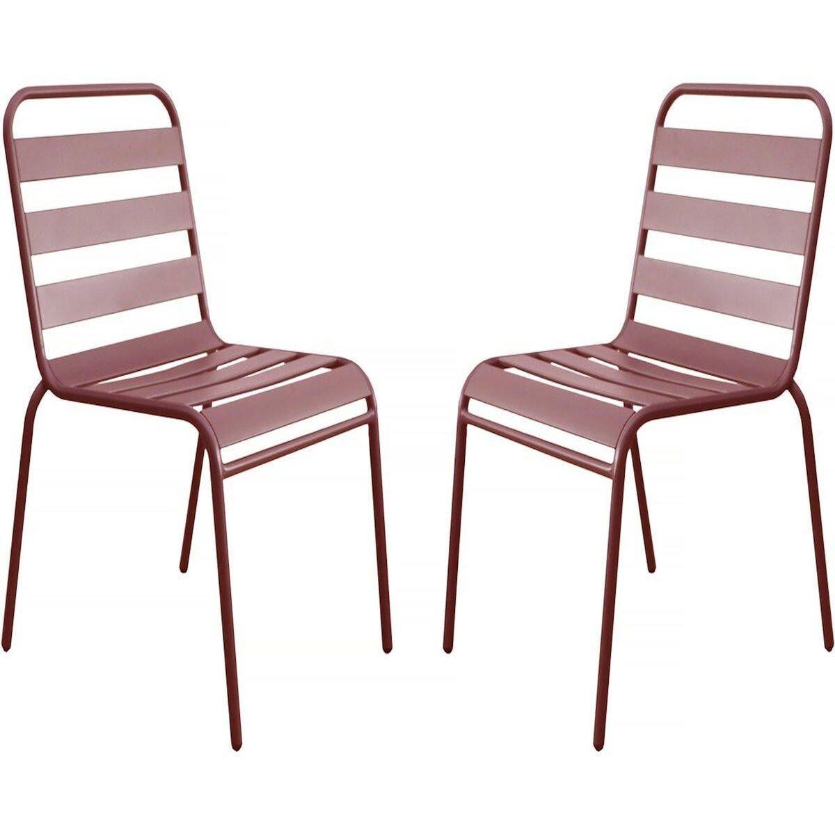 Habitat et Jardin Lot de 2 chaises de jardin en métal empilables  Bilbao  - Terracotta