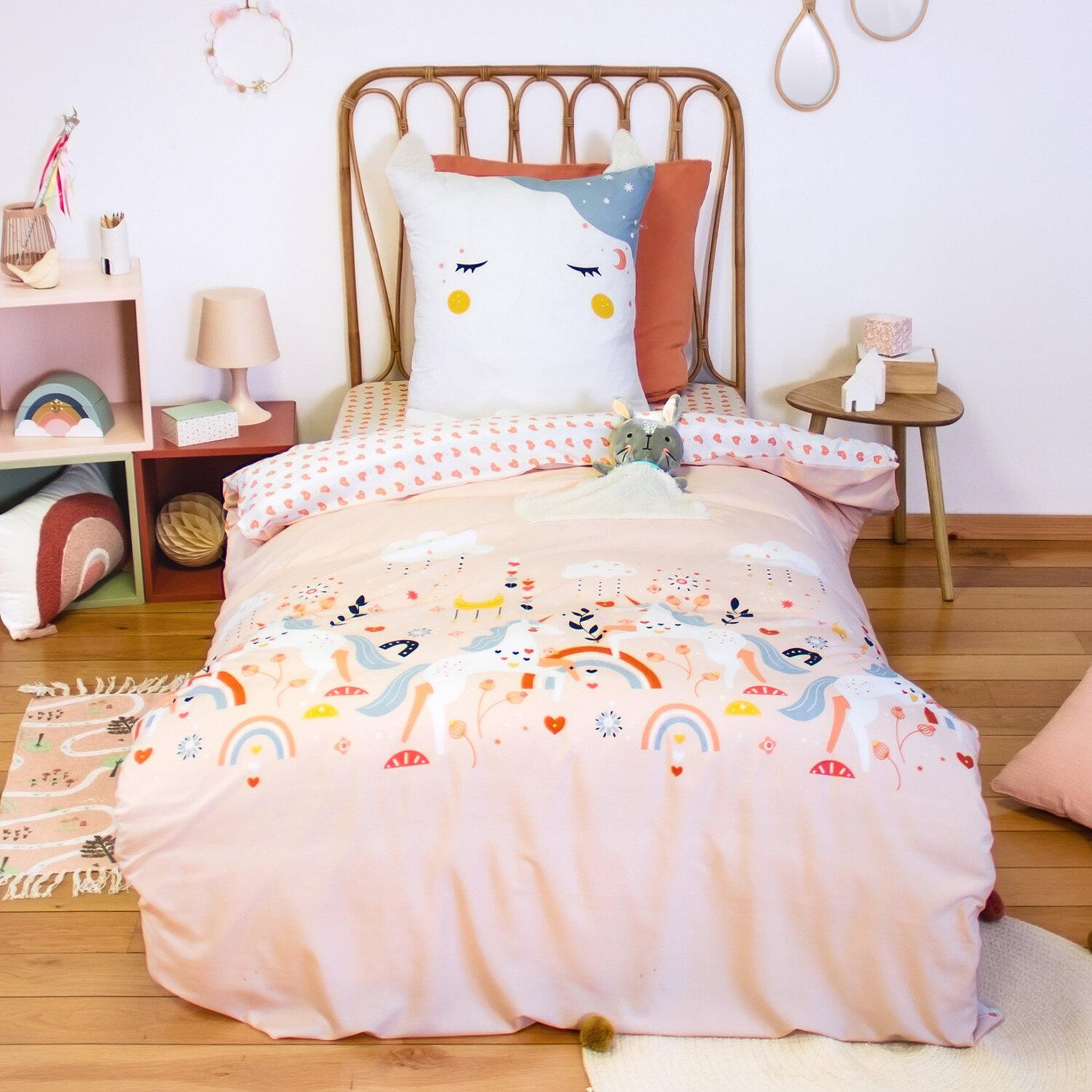 Home collection Parure housse de couette 2pcs 140x200 100% microfibre - feerique. Coloris disponibles : Blanc