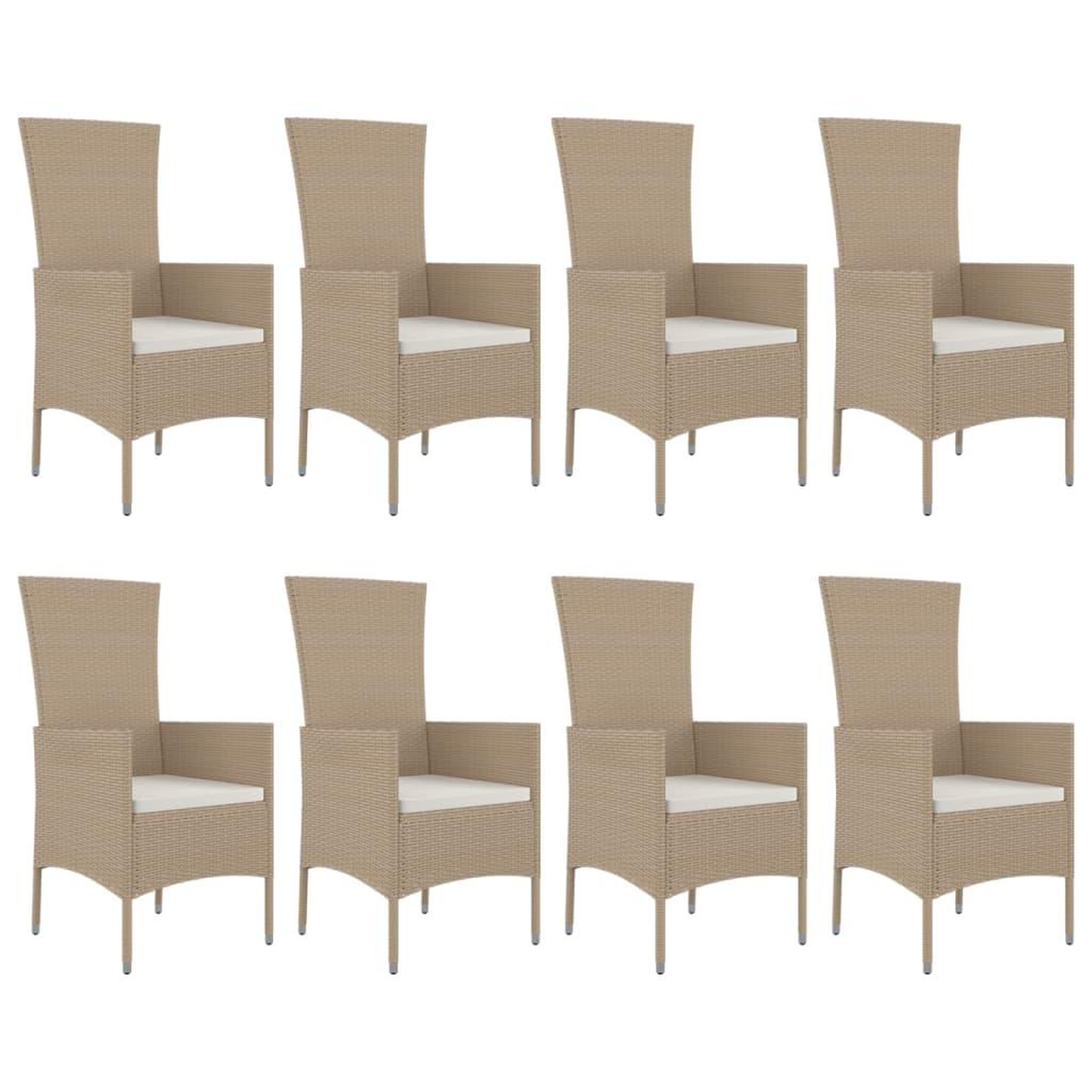 Voir la diapositive 4 : VIDAXL Ensemble a manger de jardin et coussins 9 pcs beige Poly rotin