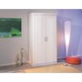 Voir la diapositive 5 : Armoire de chambre 2 portes avec penderie en pin massif blanc ULLI