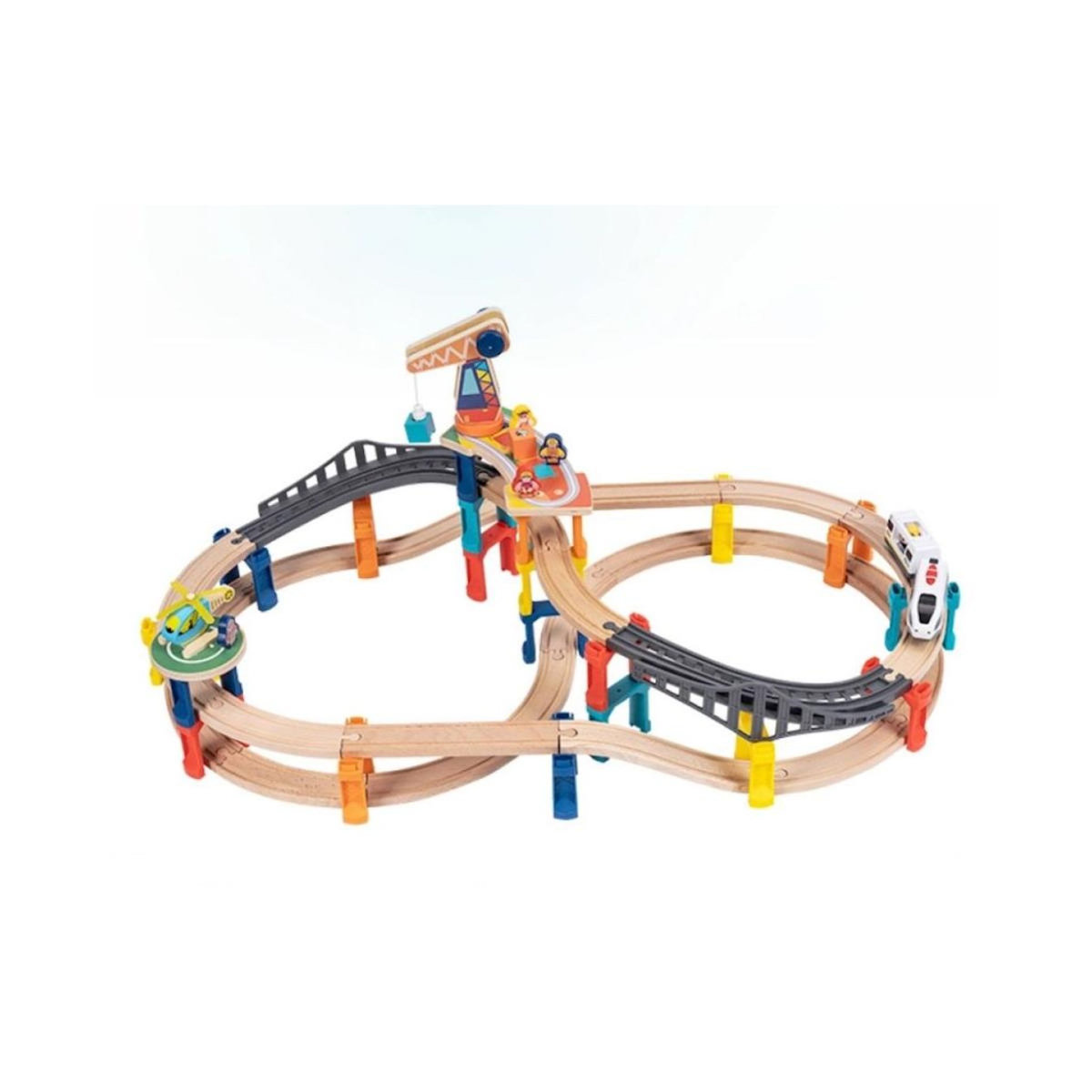 ELINELI Circuit train double niveau électrique 60 pcs