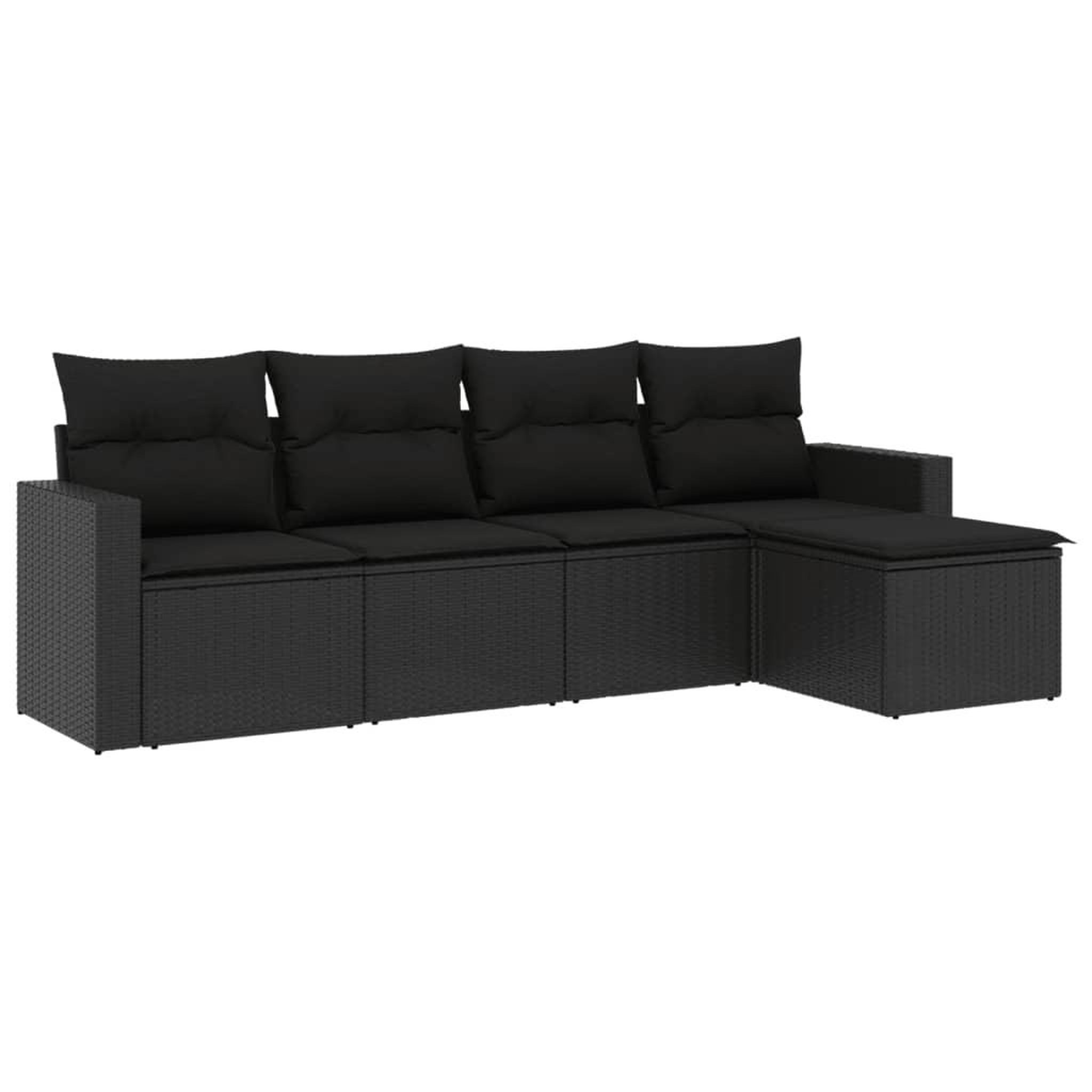 Voir la diapositive 2 : VIDAXL Salon de jardin 5 pcs avec coussins noir resine tressee