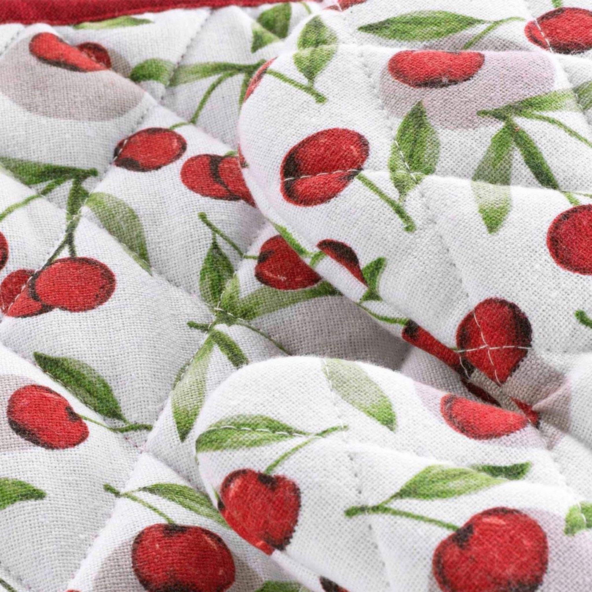Voir la diapositive 2 : Douceur d'Intérieur Gant & manique imprimé  cerisette  28cm rubis
