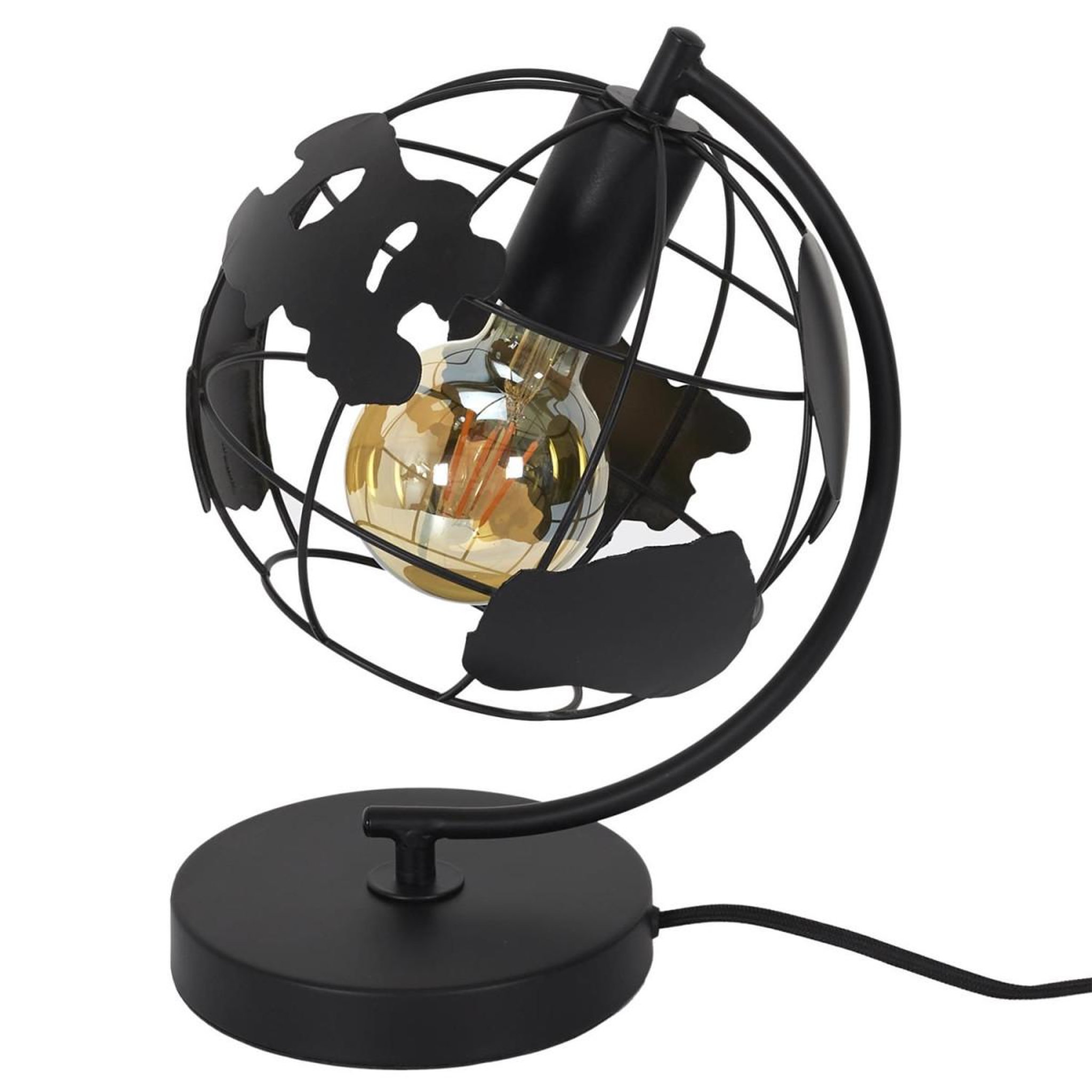 Voir la diapositive 2 : The Home Deco Factory Lampe à poser en métal  globe  26cm noir