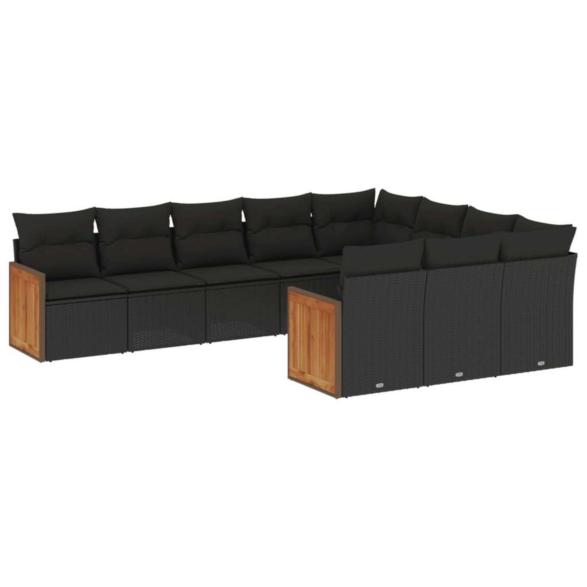Voir la diapositive 2 : VIDAXL Salon de jardin 10 pcs avec coussins noir resine tressee