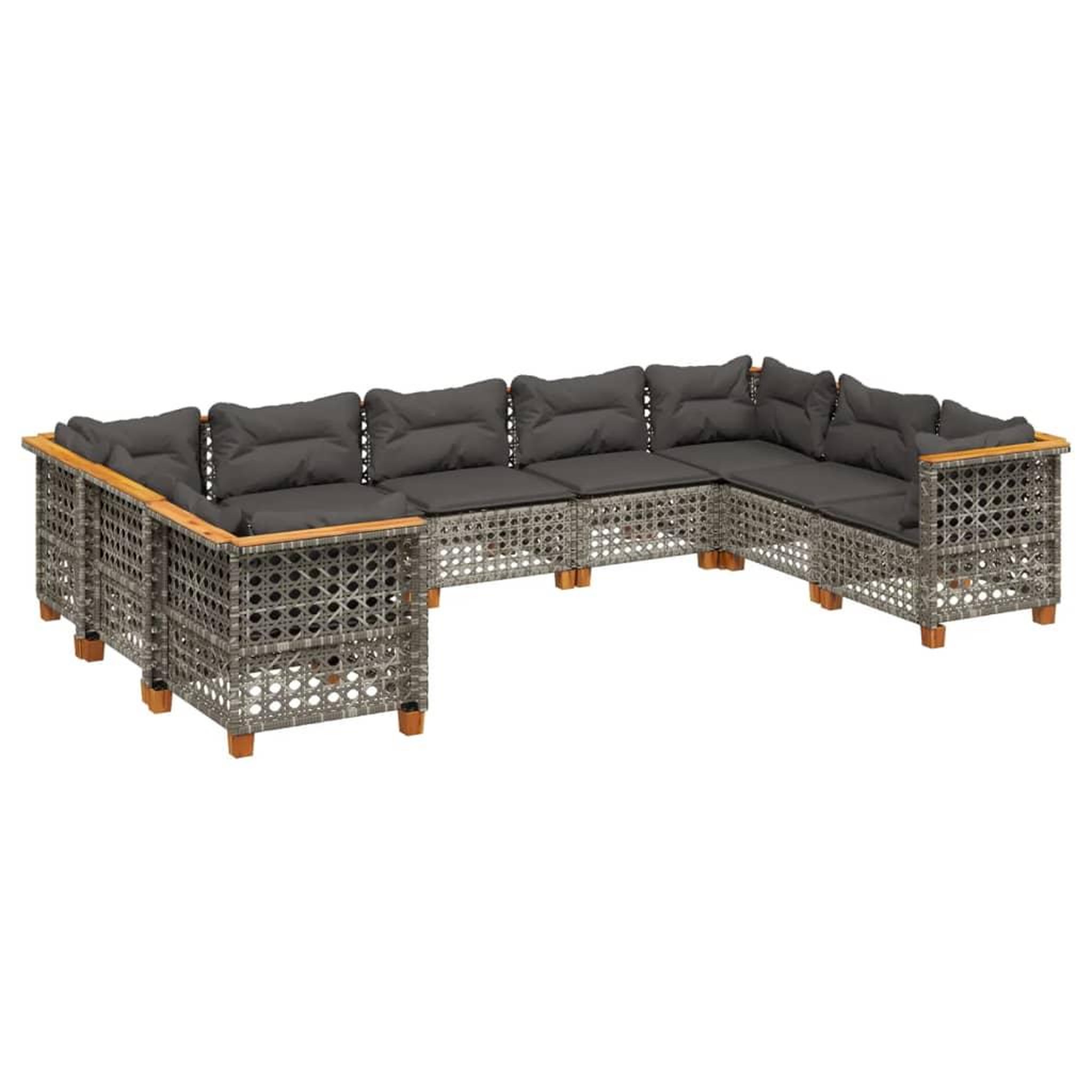 Voir la diapositive 2 : VIDAXL Salon de jardin 9 pcs avec coussins gris resine tressee