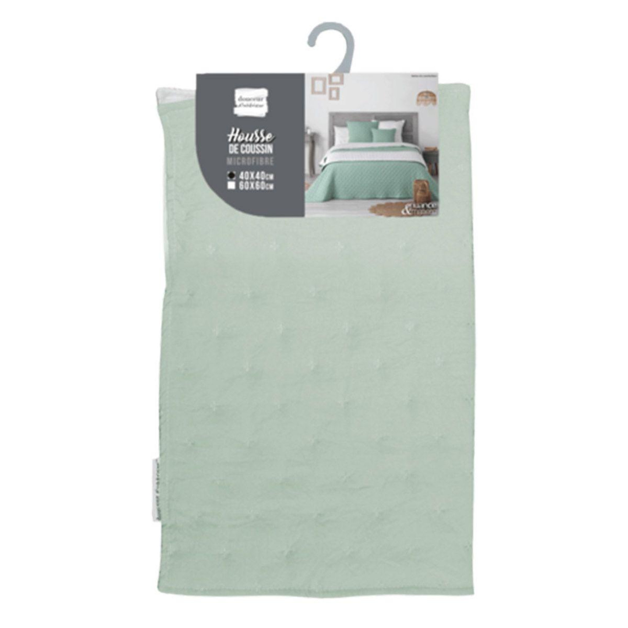 Voir la diapositive 4 : Douceur d'Intérieur Housse de coussin  mellow  40x40cm menthe & blanc