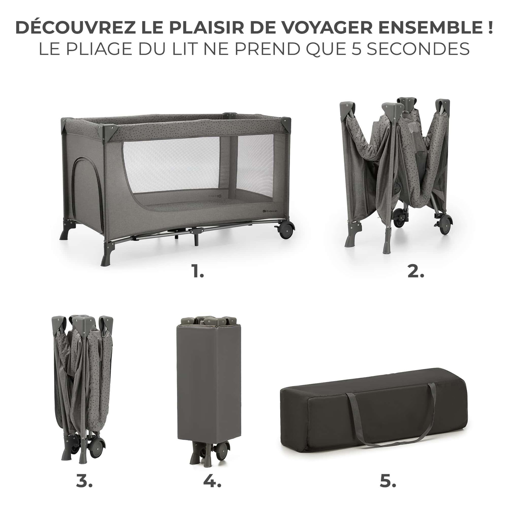 Voir la diapositive 4 : KINDERKRAFT Lit voyage parc bebe pliable avec accessoires pra