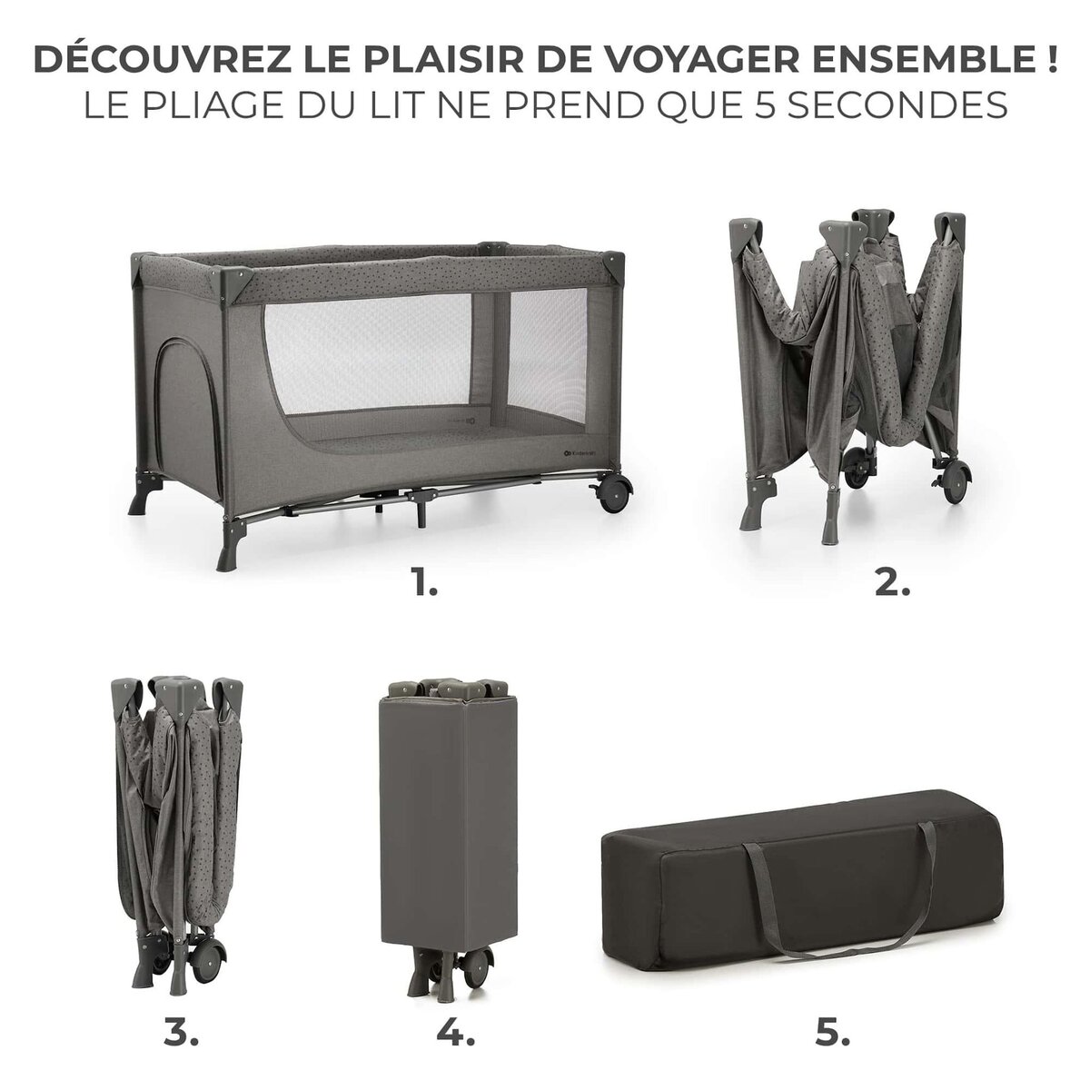 KINDERKRAFT Lit voyage parc bebe pliable avec accessoires pra