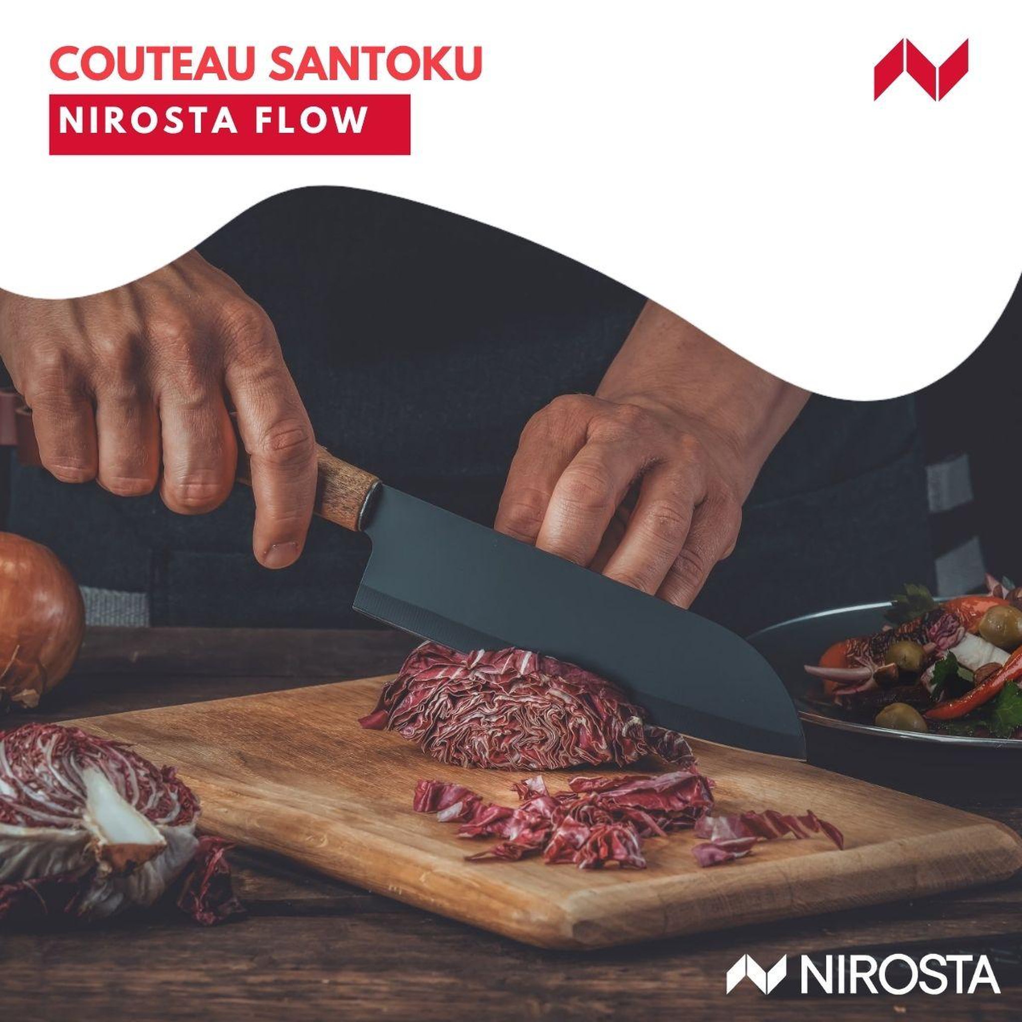 Voir la diapositive 2 : NIROSTA Couteau Santoku 31 cm Nirosta Flow