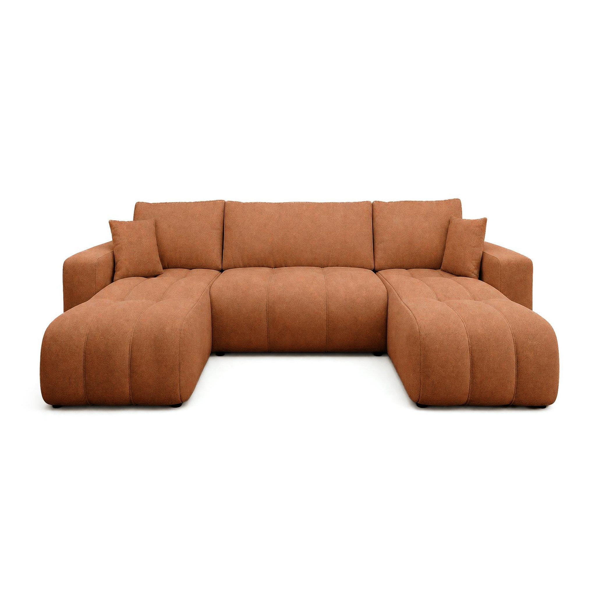 Voir la diapositive 1 : BEST MOBILIER Nicole - canapé panoramique en u 7 places convertible avec coffre en tissu