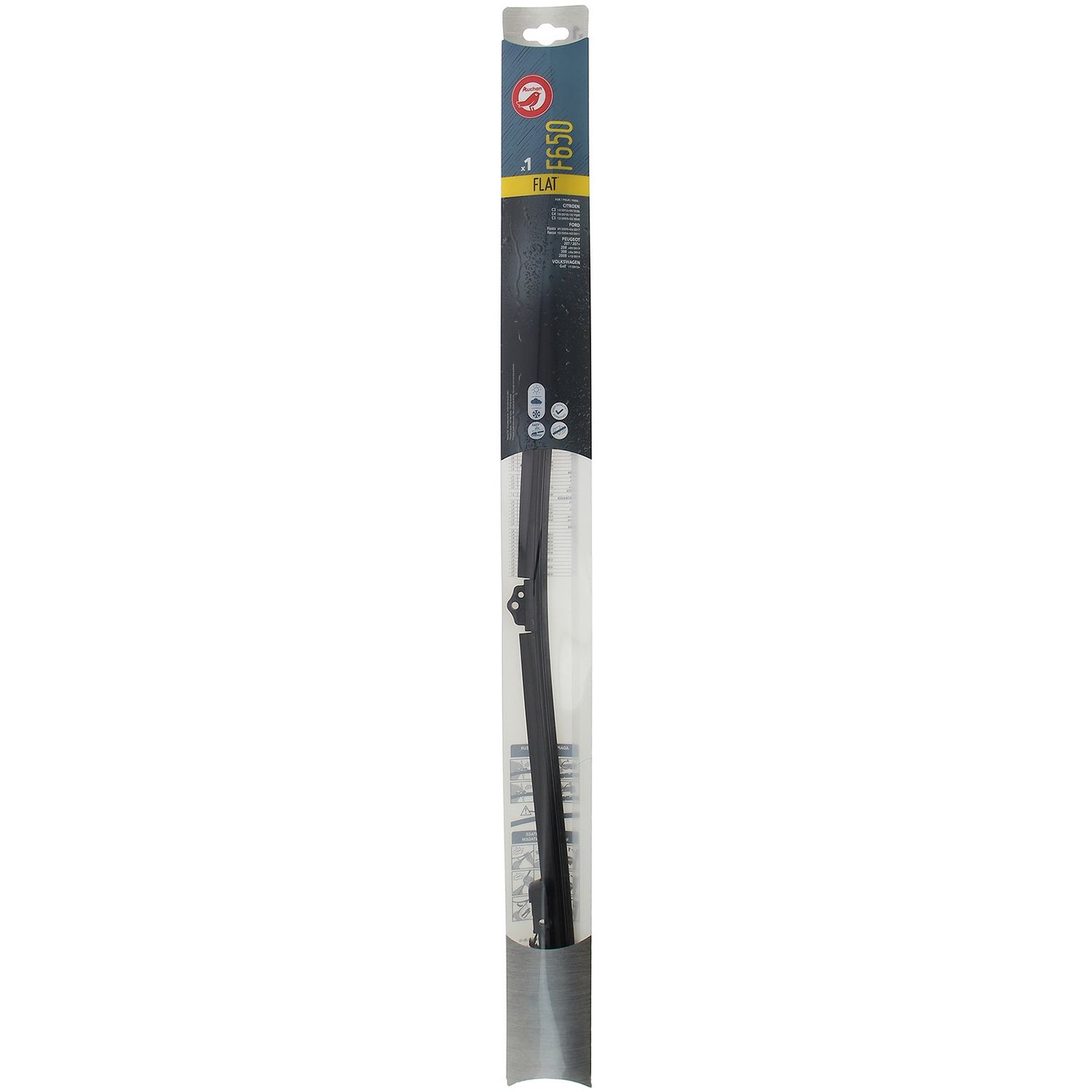 AUCHAN Balai d'essuie-glace plat F650 65cm pour CITROËN FORD PEUGEOT VOLKSWAGEN